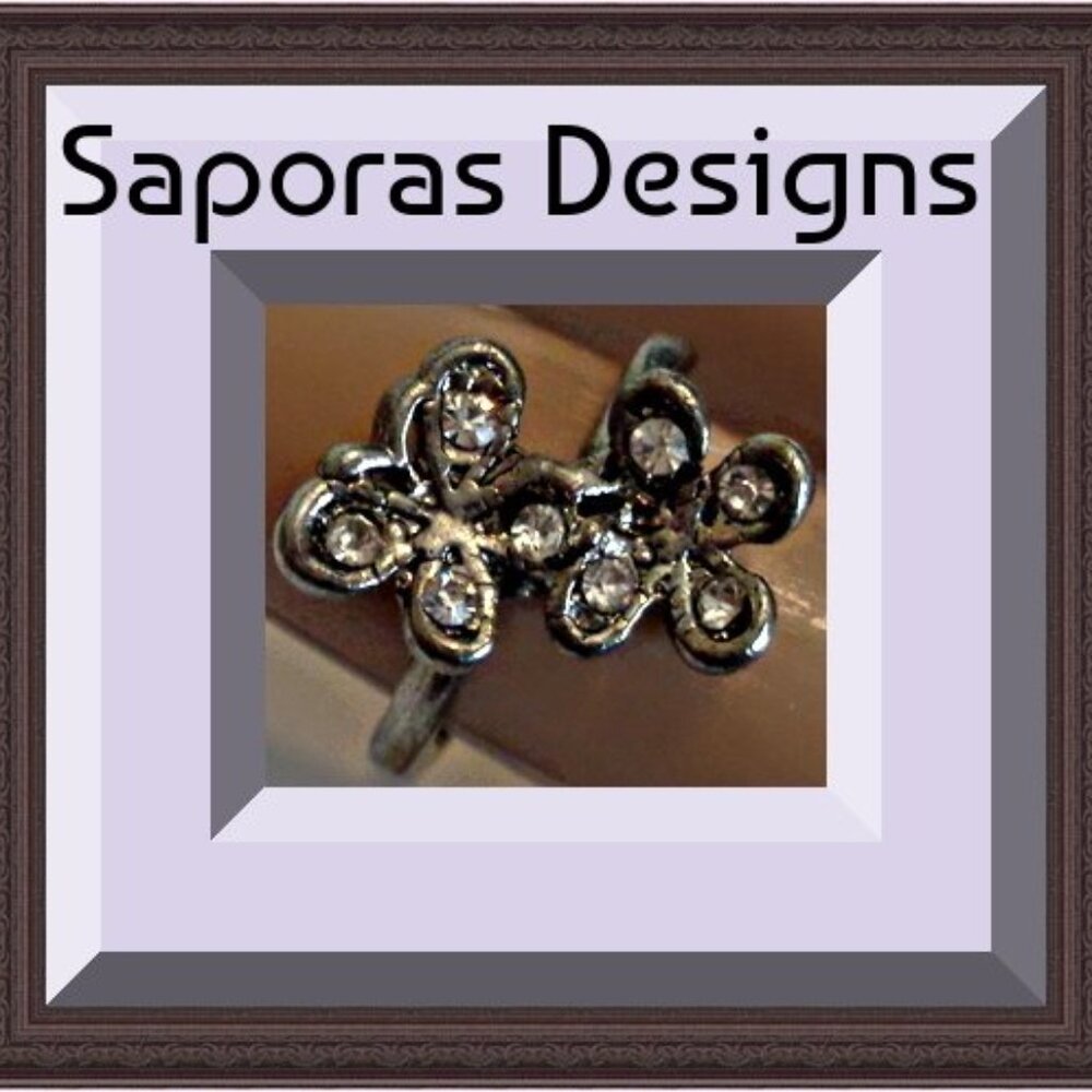 Size 6.5 Vintage Theme Silver Tone Butterfly Design Ring With Clear Crystals